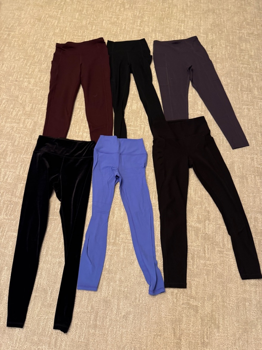 Athleta Women's Leggings Bundle - Black, Burgundy, Purple, Royal Blue